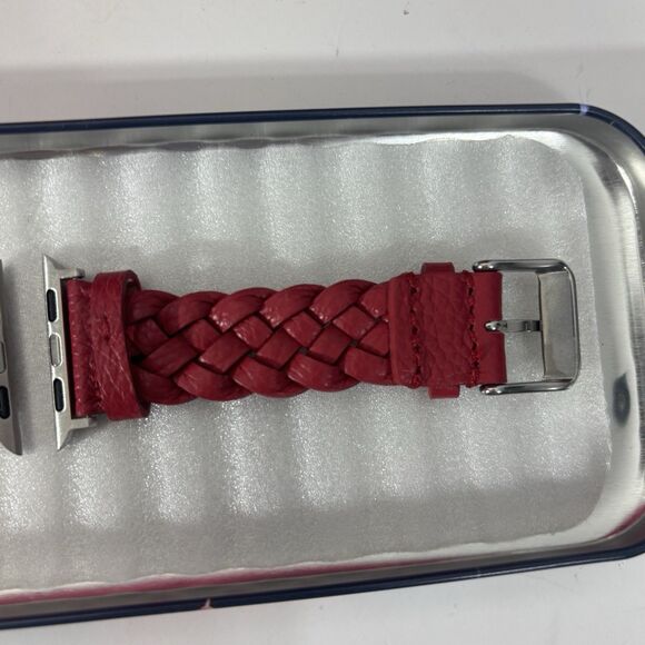 Brighton Sutton Apple Watch Band Braided Red Leather NEW w/Floral Tin Fits 38mm+ - Picture 13 of 16